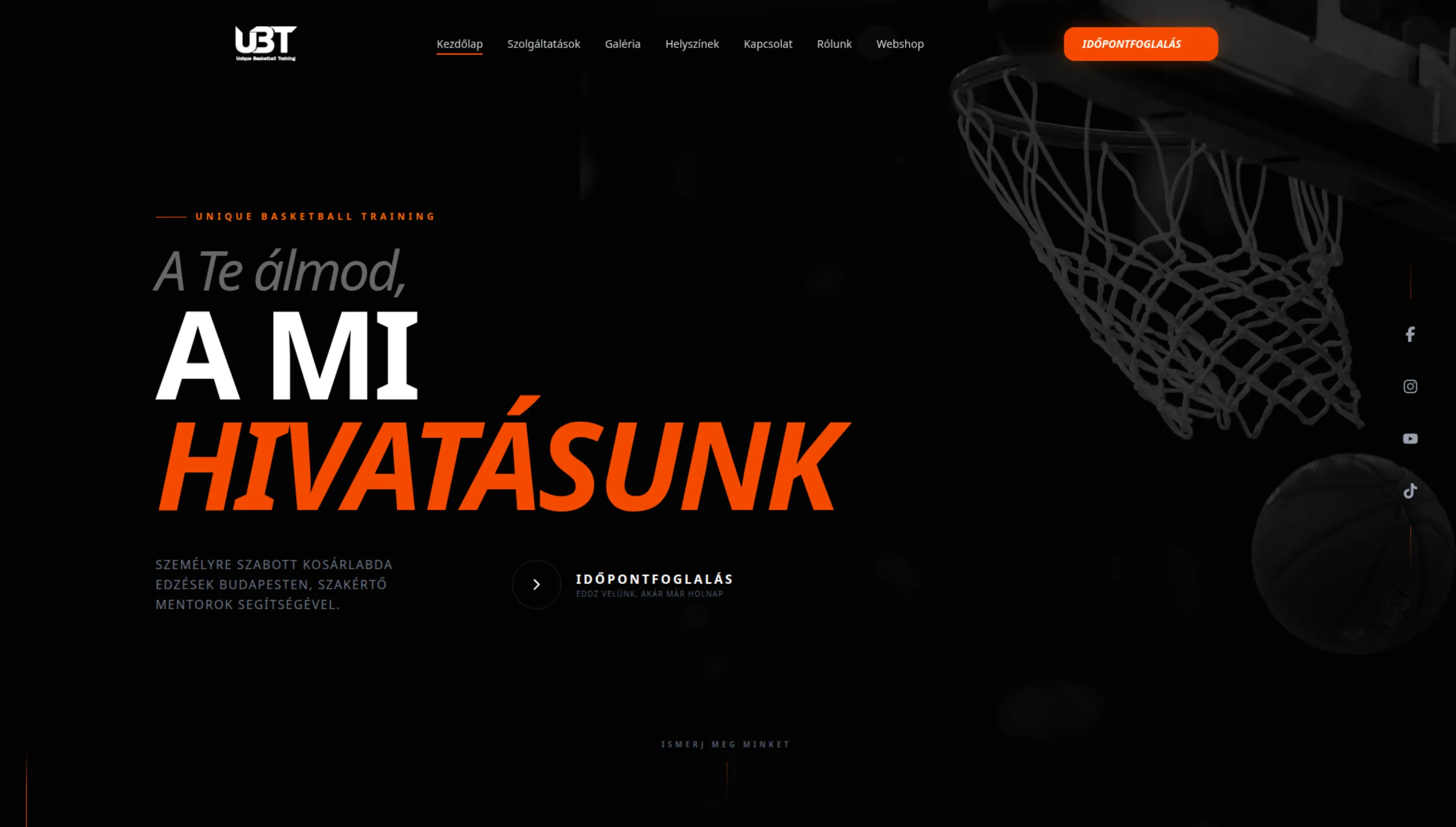 Unique Basketball Training weboldal képernyőkép